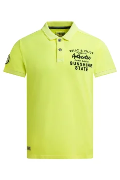 Pikee-Polo Kurzarm mit Rücken-Stickerei neon lime