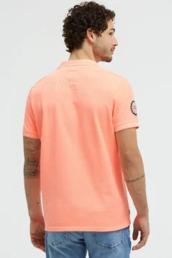 Pikee-Polo Kurzarm mit Rücken-Stickerei neon flame