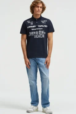 Pikee-Polo Kurzarm mit Rubber Prints blue navy