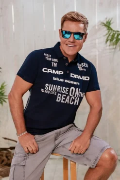 Pikee-Polo Kurzarm mit Rubber Prints blue navy