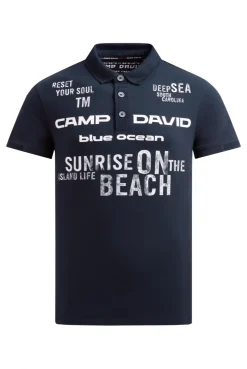 Pikee-Polo Kurzarm mit Rubber Prints blue navy