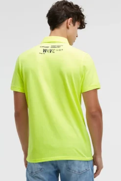 Pikee-Polo Kurzarm mit Rubber Prints neon lime