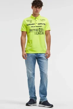 Pikee-Polo Kurzarm mit Rubber Prints neon lime