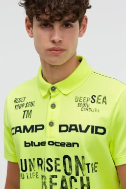 Pikee-Polo Kurzarm mit Rubber Prints neon lime
