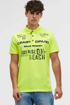 Pikee-Polo Kurzarm mit Rubber Prints neon lime
