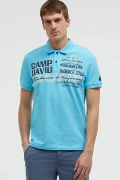 Pikee-Polo mit Artworks und Puffprint-Details aqua