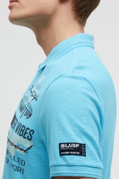 Pikee-Polo mit Artworks und Puffprint-Details aqua