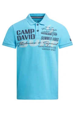 Pikee-Polo mit Artworks und Puffprint-Details aqua