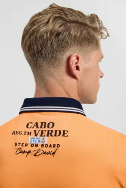 Pikee-Polo mit Label-Applikationen sunrise neon