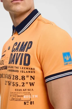 Pikee-Polo mit Label-Applikationen sunrise neon
