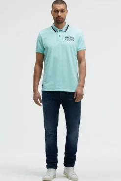 Pikee-Polo mit Logo-Stickerei new aqua