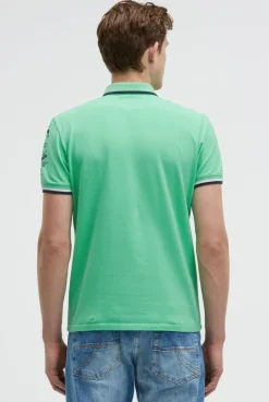 Pikee-Polo mit Prints und Patches flight green | S
