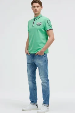 Pikee-Polo mit Prints und Patches flight green | S