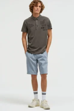 Pikee-Polo mit Tapes, Prints und Stickereien dark wood