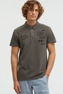 Pikee-Polo mit Tapes, Prints und Stickereien dark wood