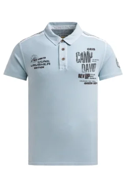 Pikee-Polo mit Tapes, Prints und Stickereien silver blue