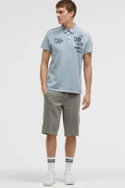 Pikee-Polo mit Tapes, Prints und Stickereien silver blue