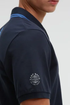 Pikee-Polo mit V-Neck und Rückeneinsatz blue navy