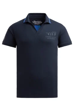 Pikee-Polo mit V-Neck und Rückeneinsatz blue navy