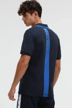 Pikee-Polo mit V-Neck und Rückeneinsatz blue navy