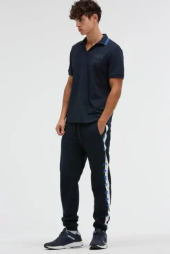 Pikee-Polo mit V-Neck und Rückeneinsatz blue navy