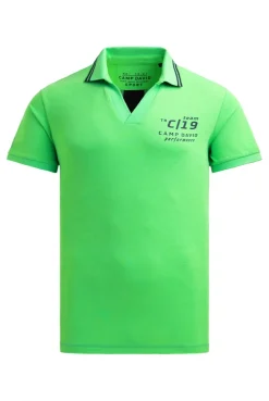 Pikee-Polo mit V-Neck und Rückeneinsatz tech green
