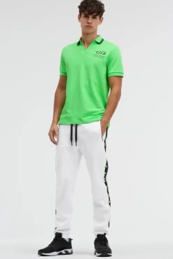 Pikee-Polo mit V-Neck und Rückeneinsatz tech green