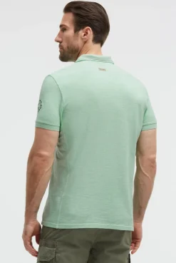 Polo aus Flammgarn-Pikee mit Artworks light mint