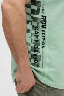 Polo aus Flammgarn-Pikee mit Artworks light mint