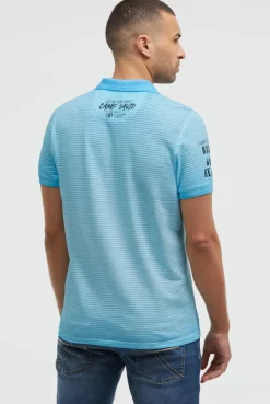 Polo mit Streifenstruktur und Label Prints summer aqua