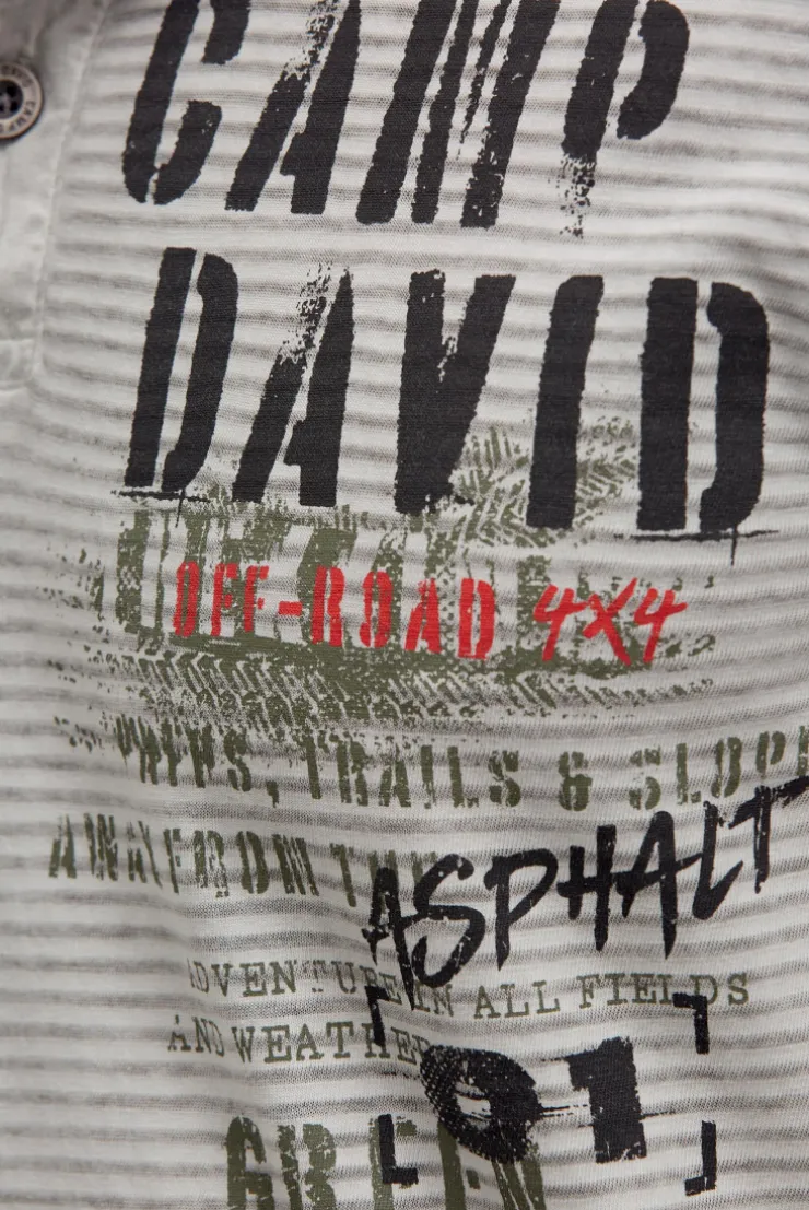 Polo mit Streifenstruktur und Label Prints shadow