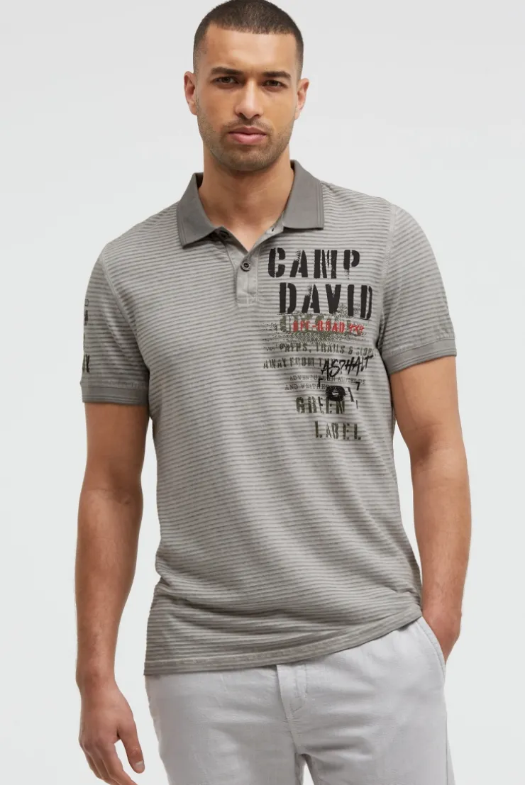Polo mit Streifenstruktur und Label Prints shadow