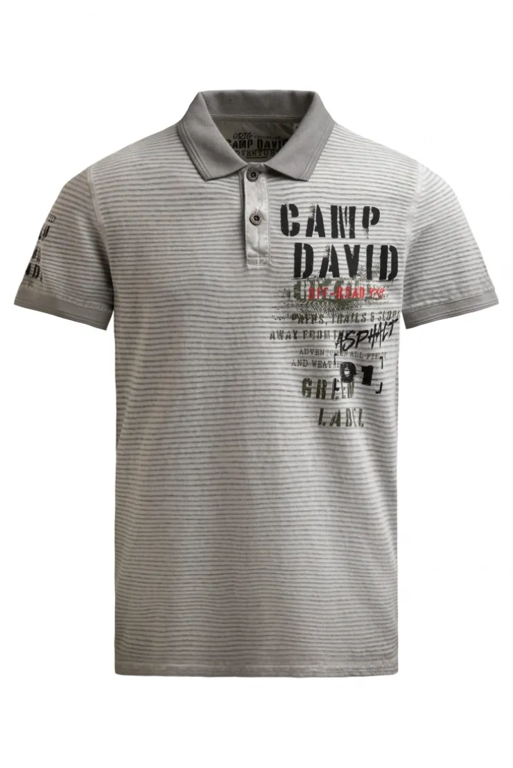 Polo mit Streifenstruktur und Label Prints shadow