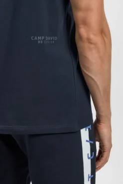Polo mit Zipper, Logo-Tapes und Prints blue navy