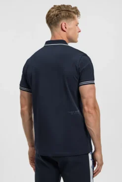Polo mit Zipper, Logo-Tapes und Prints blue navy