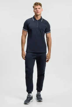 Polo mit Zipper, Logo-Tapes und Prints blue navy