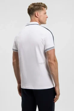 Polo mit Zipper, Logo-Tapes und Prints white