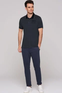 Poloshirt aus Pikee-Melange blue navy melange | S
