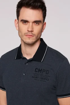 Poloshirt aus Pikee-Melange blue navy melange | S