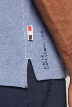 Poloshirt aus Pikee-Melange vintage blue melange