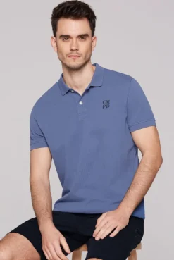 Poloshirt Kurzarm aus Pikee vintage blue