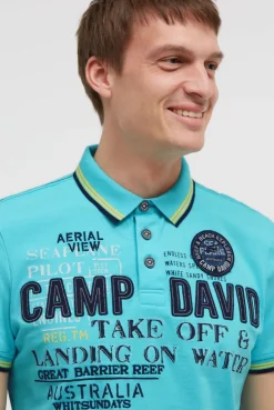 Poloshirt Kurzarm mit Logo-Applikationen aqua
