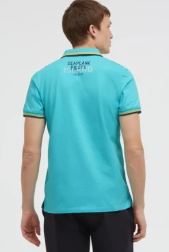 Poloshirt Kurzarm mit Logo-Applikationen aqua