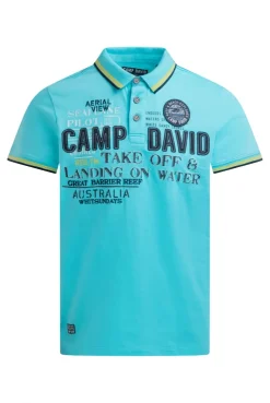 Poloshirt Kurzarm mit Logo-Applikationen aqua
