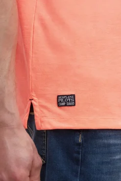Poloshirt Kurzarm mit Logo-Applikationen neon flame