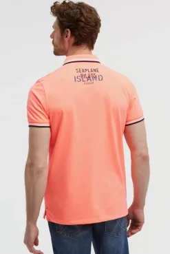 Poloshirt Kurzarm mit Logo-Applikationen neon flame