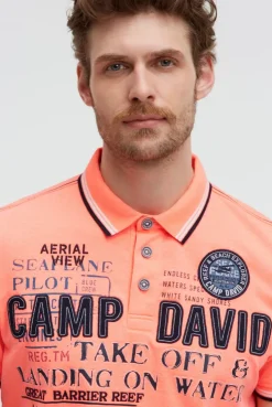 Poloshirt Kurzarm mit Logo-Applikationen neon flame
