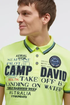 Poloshirt Kurzarm mit Logo-Applikationen neon lime