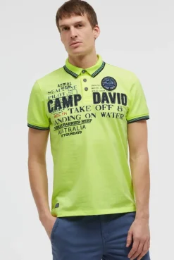 Poloshirt Kurzarm mit Logo-Applikationen neon lime