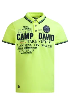 Poloshirt Kurzarm mit Logo-Applikationen neon lime